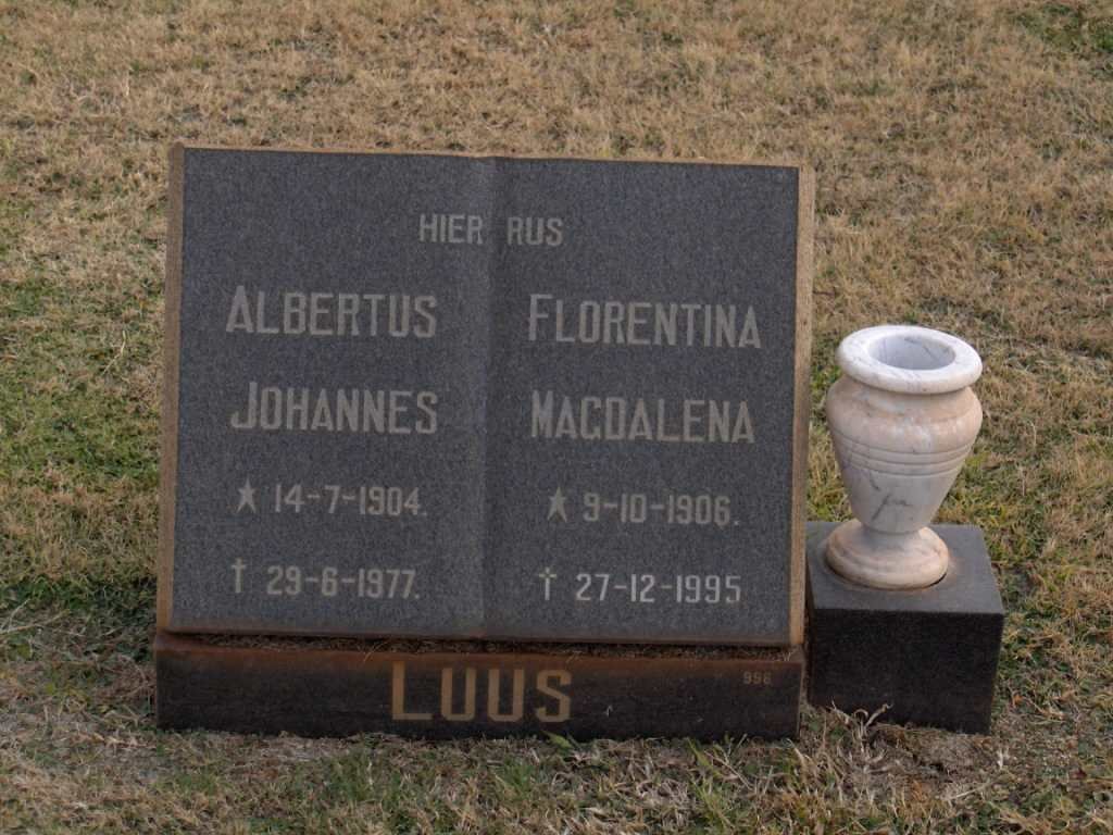 LUUS Albertus Johannes 1904-1977 &amp; Florentina Magdalena 1906-1995