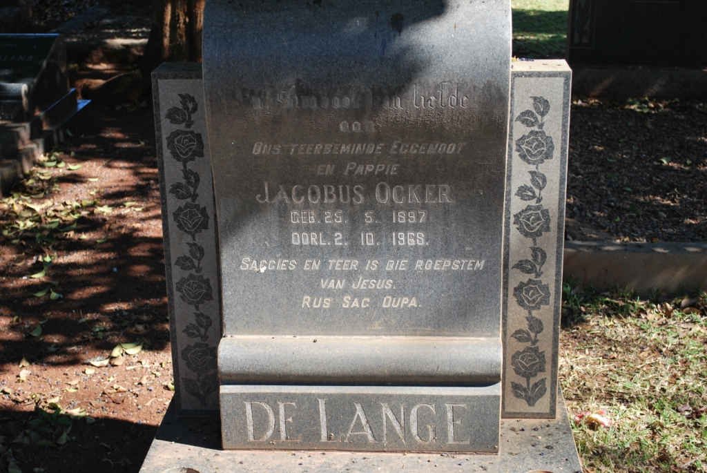LANGE Jacobus Ocker, de 1897-1968