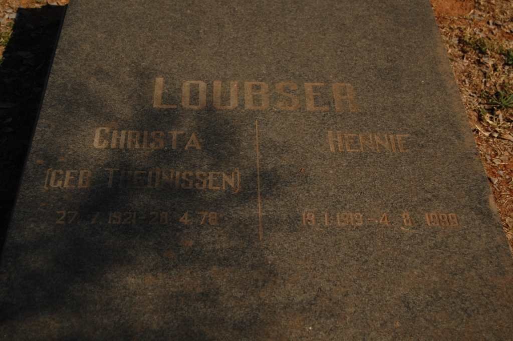 LOUBSER Hennie 1919-1999 &amp; Christa THEUNISSEN 1921-1978
