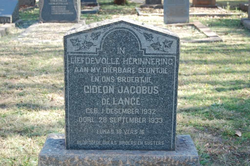 LANGE Gideon Jacobus, de 1932-1933