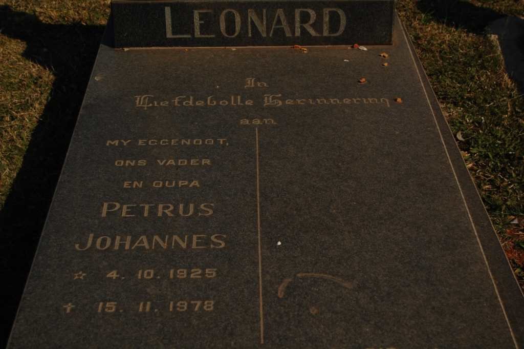 LEONARD Petrus Johannes 1925-1978