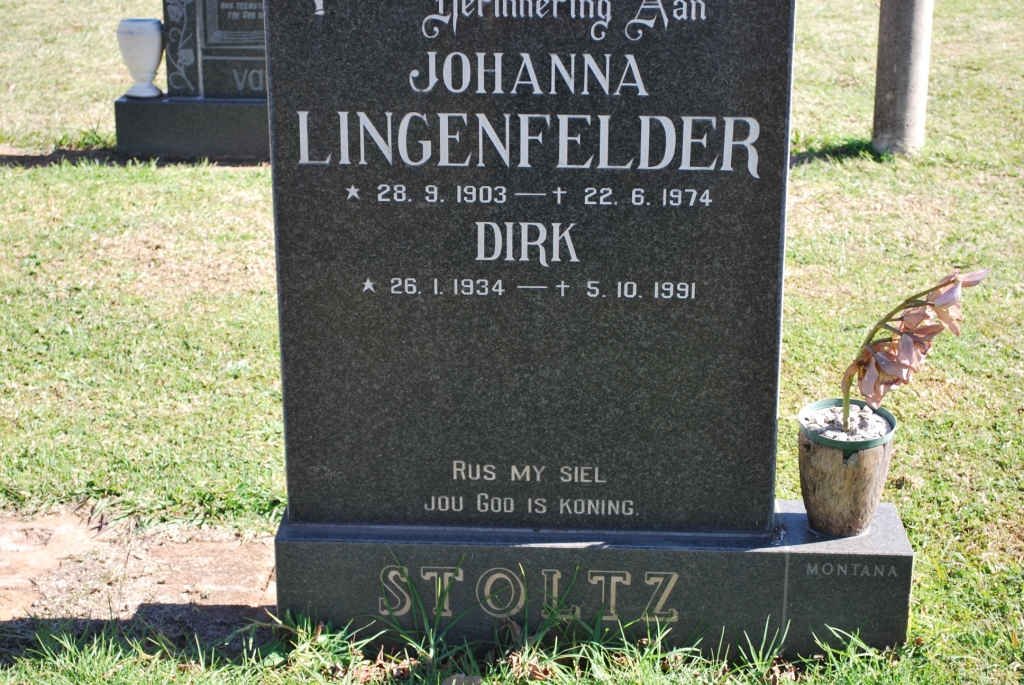 LINGENFELDER Johanna 1903-1974 :: STOLTZ Dirk 1934-1991