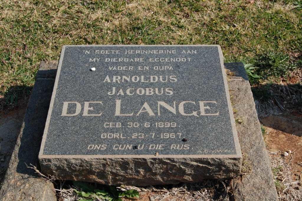 LANGE Arnoldus Jacobus, de 1899-1967