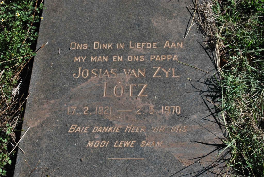 LÖTZ Josias van Zyl 1921-1970