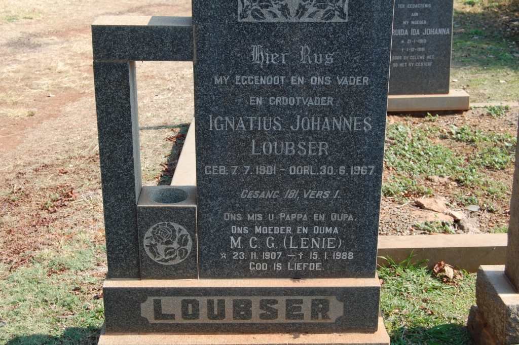 LOUBSER Ignatius Johannes 1901-1967 &amp; M.C.G. 1907-1988