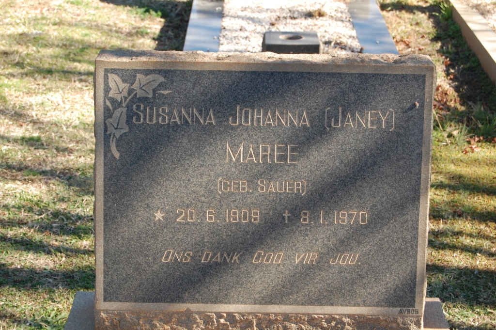 MAREE Susanna Johanna nee SAUER 1909-1970