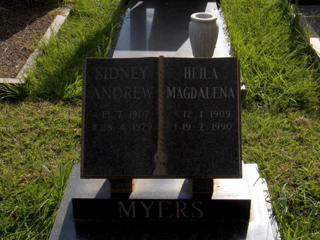 MYERS Sydney Andrew 1907-1979 &amp; Heila Magdalena 1909-1990