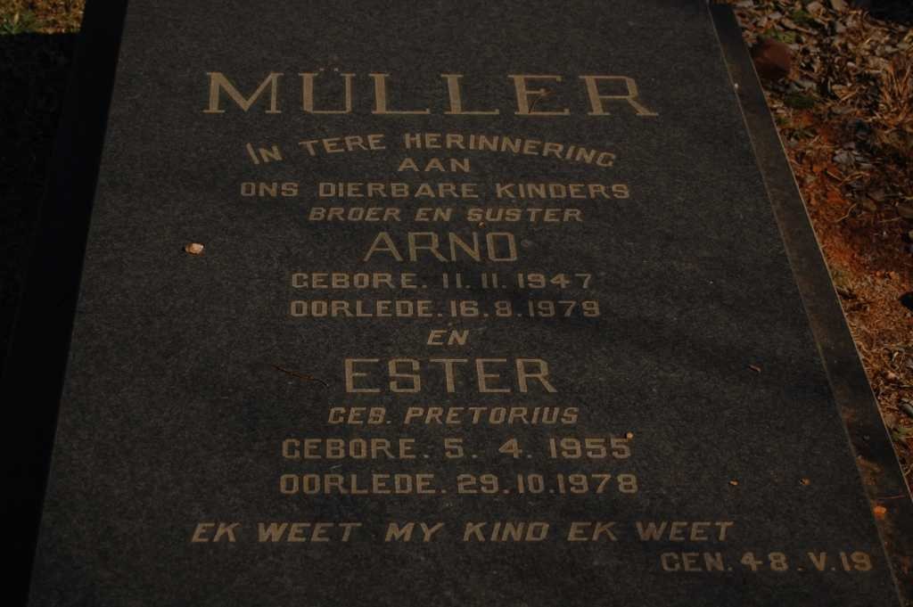 MULLER Arno 1947-1979  &amp;  Ester  PRETORIUS 1955-1978