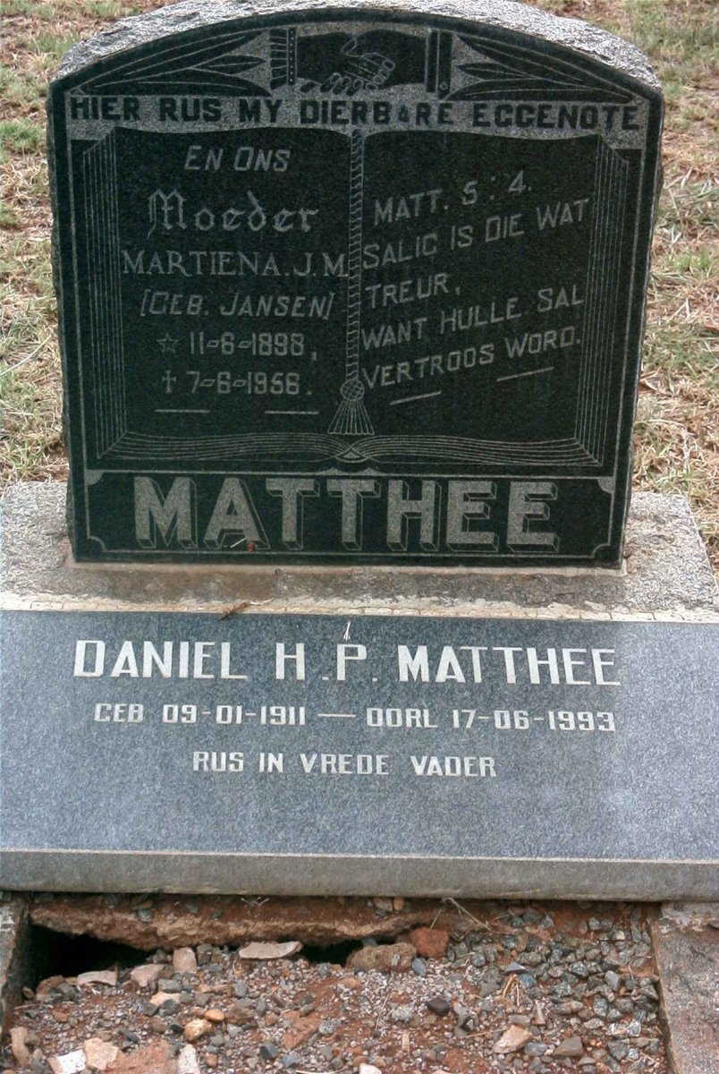 MATTHEE Daniel H.P. 1911-1993 &amp; Martiena J.M. JANSEN 1898-1956