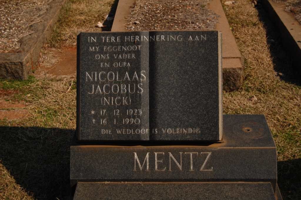 MENTZ Nicolaas Jacobus 1923-1990