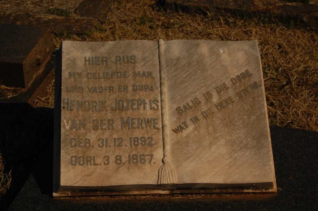 MERWE Hendrik Joseph S., van der 1892-1967