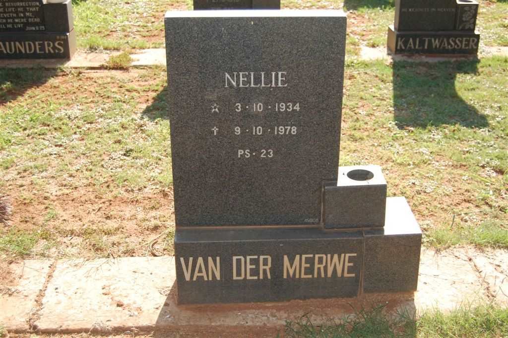 MERWE Nellie, van der 1934-1978