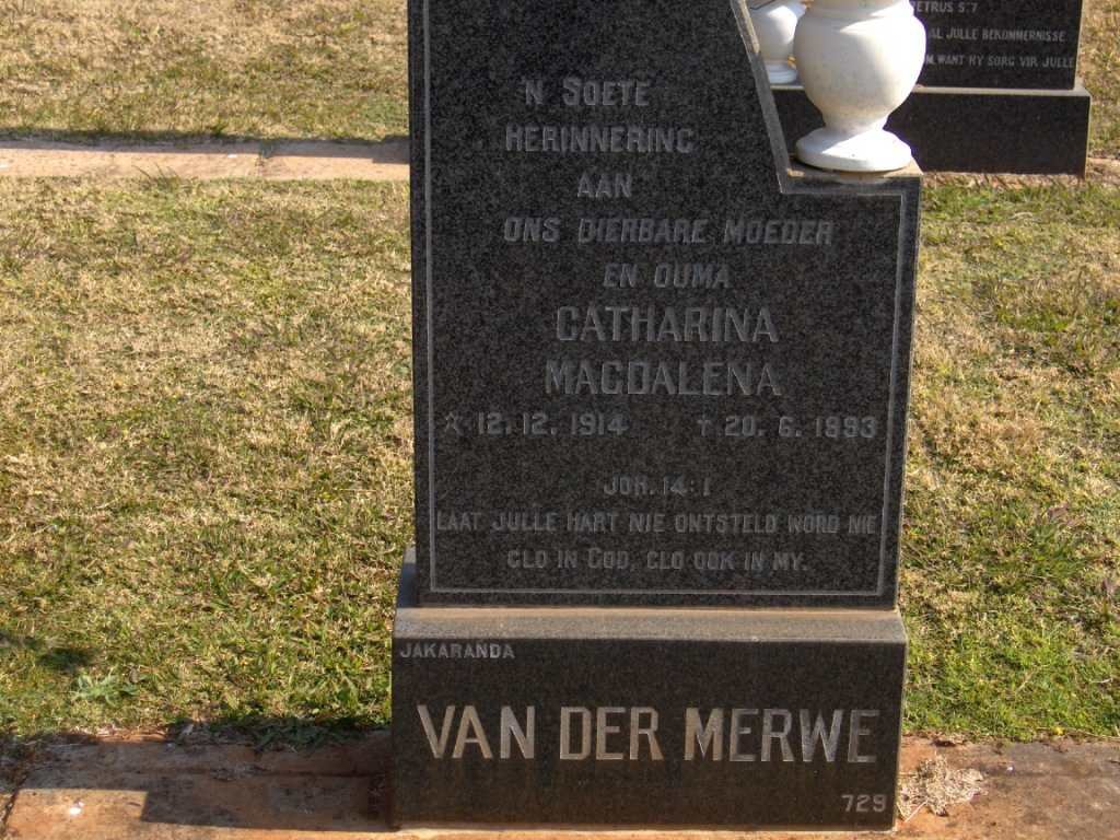 MERWE Catharina Magdalena, van der 1914-1993