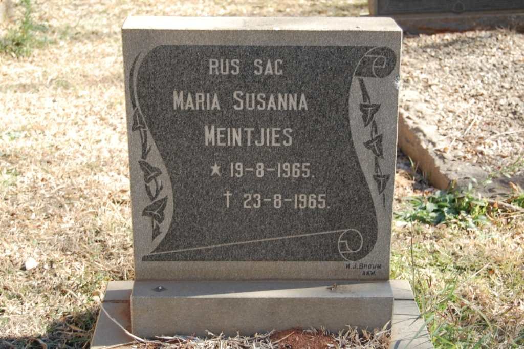 MEINTJIES Maria Susanna 1965-1965