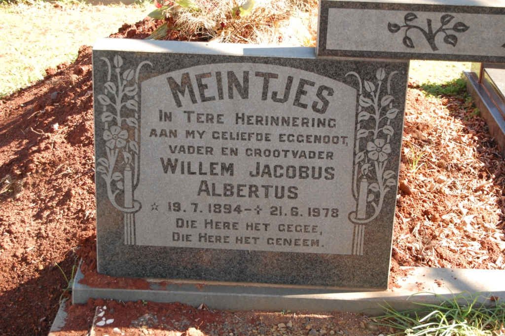 MEINTJES Willem Jacobus Albertus 1894-1978