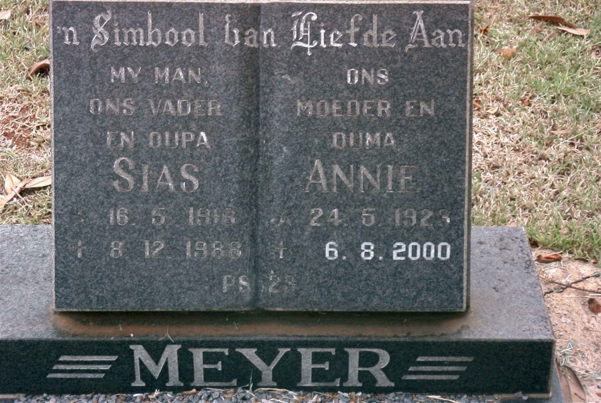 MEYER Sias 1918-1988 &amp; Annie 1923-2000