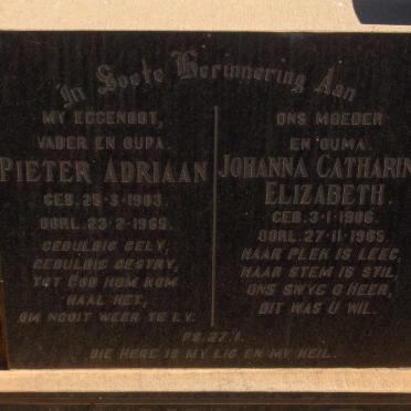 MINNAAR  Pieter Adriaan 1903-1965 &amp; Johanna Catharina Elizabeth 1906-1965