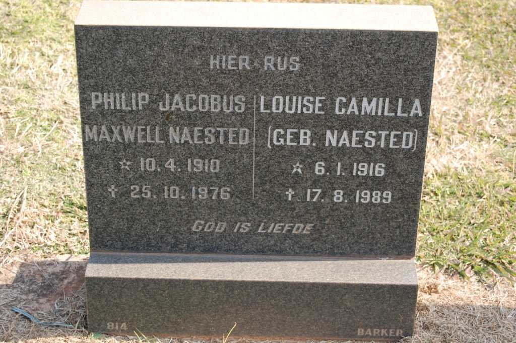 NAESTED Philip Jacobus Maxwell 1910-1976 &amp; Louise Camilla NAESTED 1916-1989