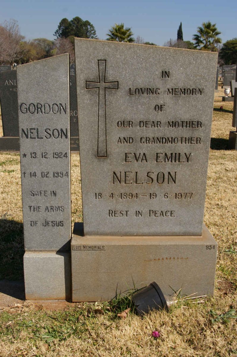 NELSON Eva Emily 1894-1977 :: NELSON Gordon 1924-1994 &amp;