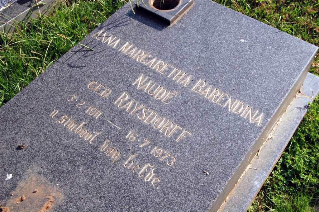 NAUDE Anna Margaretha Barendina nee RAYSDORFF 1911-1973