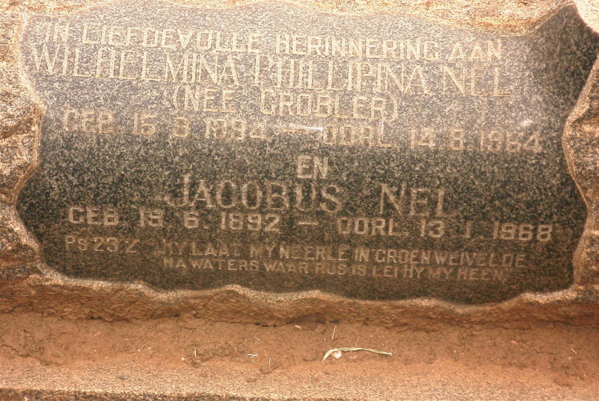 NEL Jacobus 1892-1968 &amp; Wilhelmina Phillipina GROBLER 1894-1964