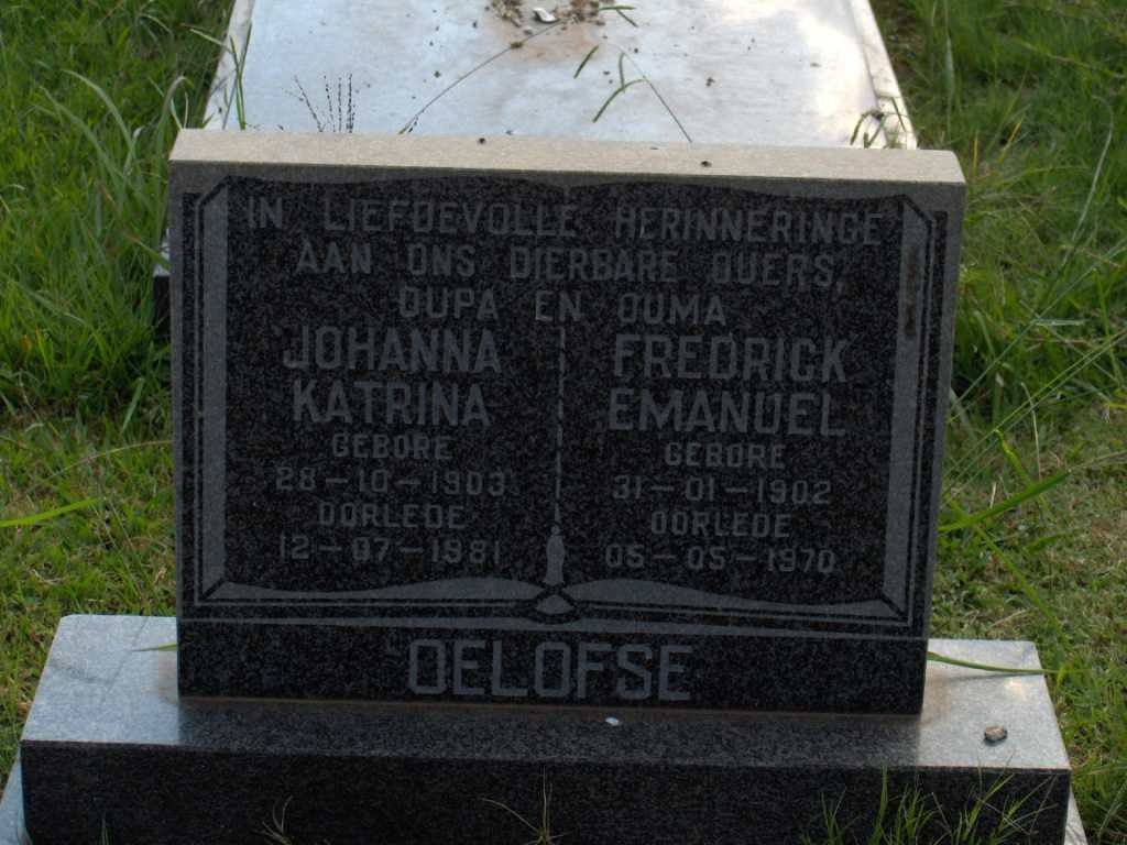 OELOFSE Fredrick Emanuel 1902-1970 &amp; Johanna Katrina 1903-1981