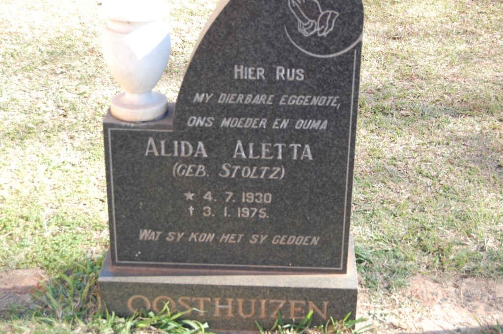 OOSTHUIZEN Alida Aletta nee STOLTZ 1930-1975