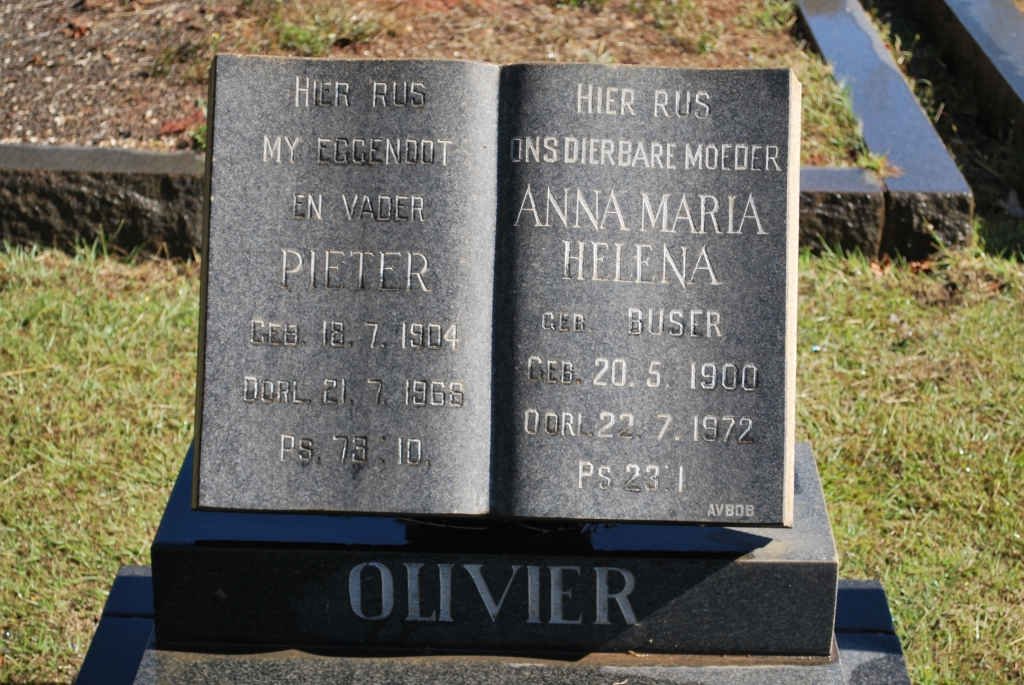 OLIVIER Pieter 1904-1968 &amp; Anna Maria Helena BUSER 1900-1972
