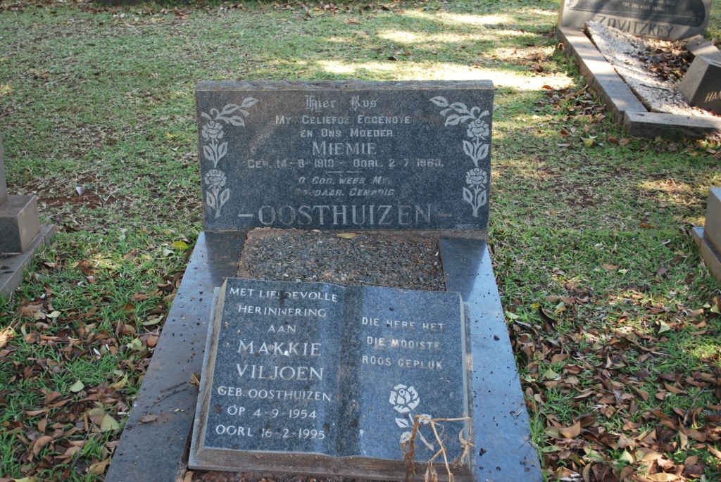 OOSTHUIZEN Miemie 1919-1963 :: VILJOEN Makkie nee OOSTHUIZEN 1954-1995