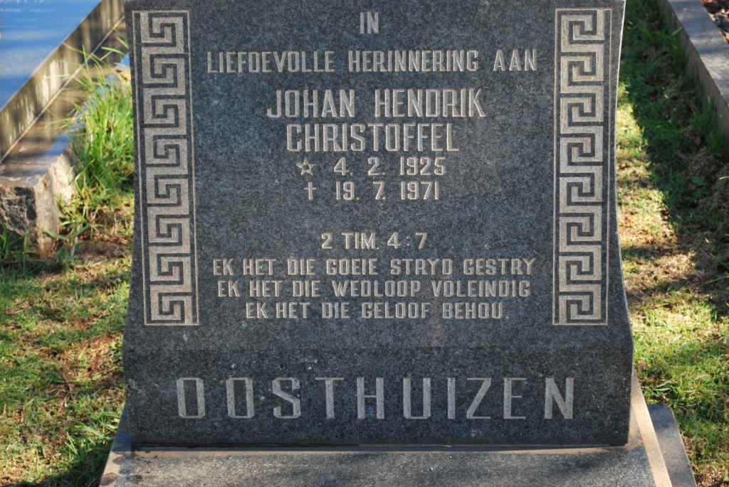 OOSTHUIZEN Johan Hendrik Christoffel 1925-1971