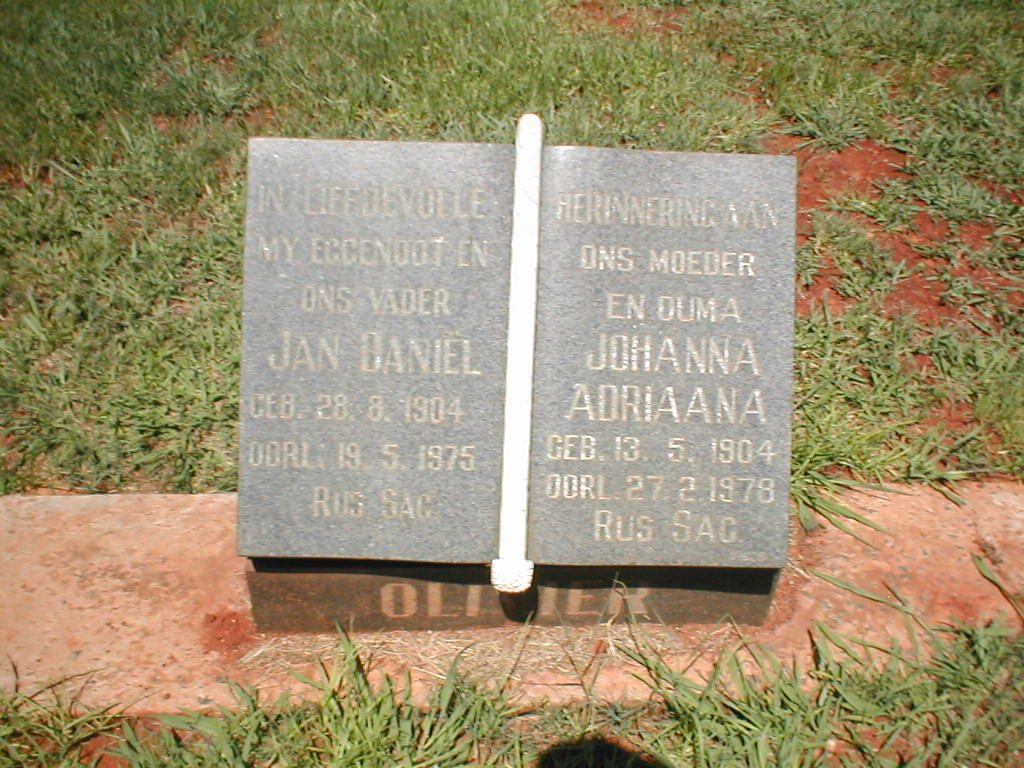 OLIVIER Jan  Daniel 1904-1975 &amp; Johanna Adriaana 1904-1978