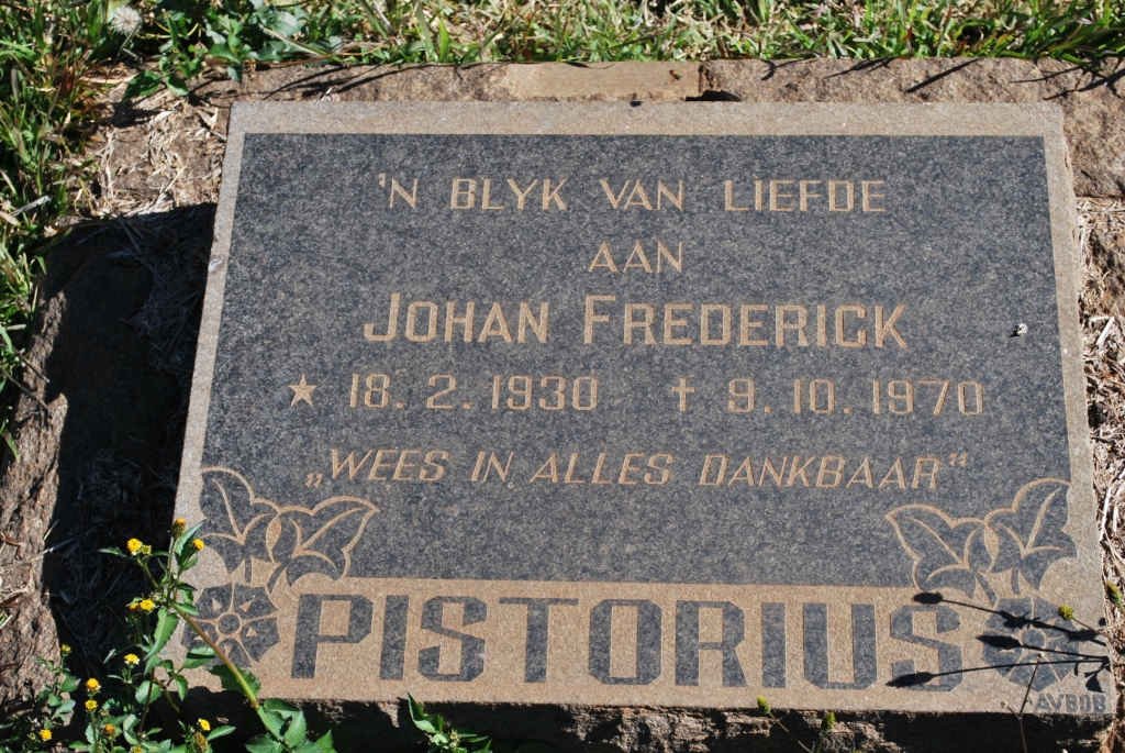 PISTORIUS Johan Frederick 1930-1970
