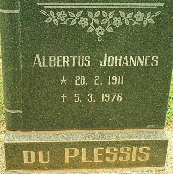PLESSIS Albertus Johannes, du 1911-1976