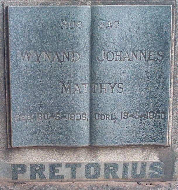 PRETORIUS Wynand Johannes Matthys 1906-1960
