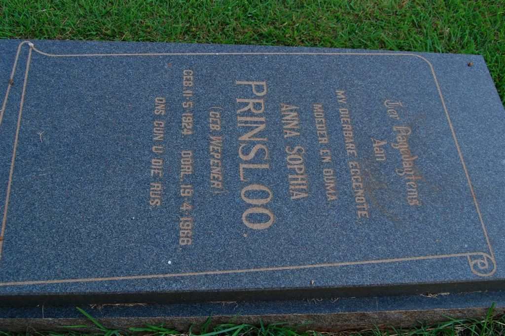PRINSLOO Anna Sophia nee WEPENER 1924-1966