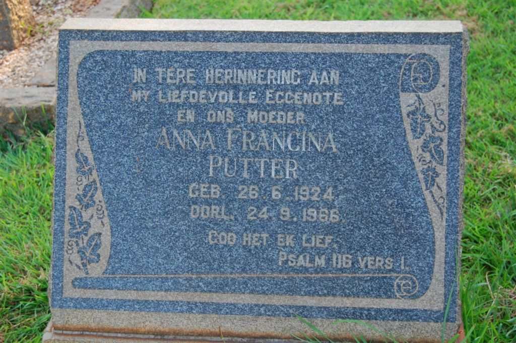 PUTTER Anna Francina 1924-1966