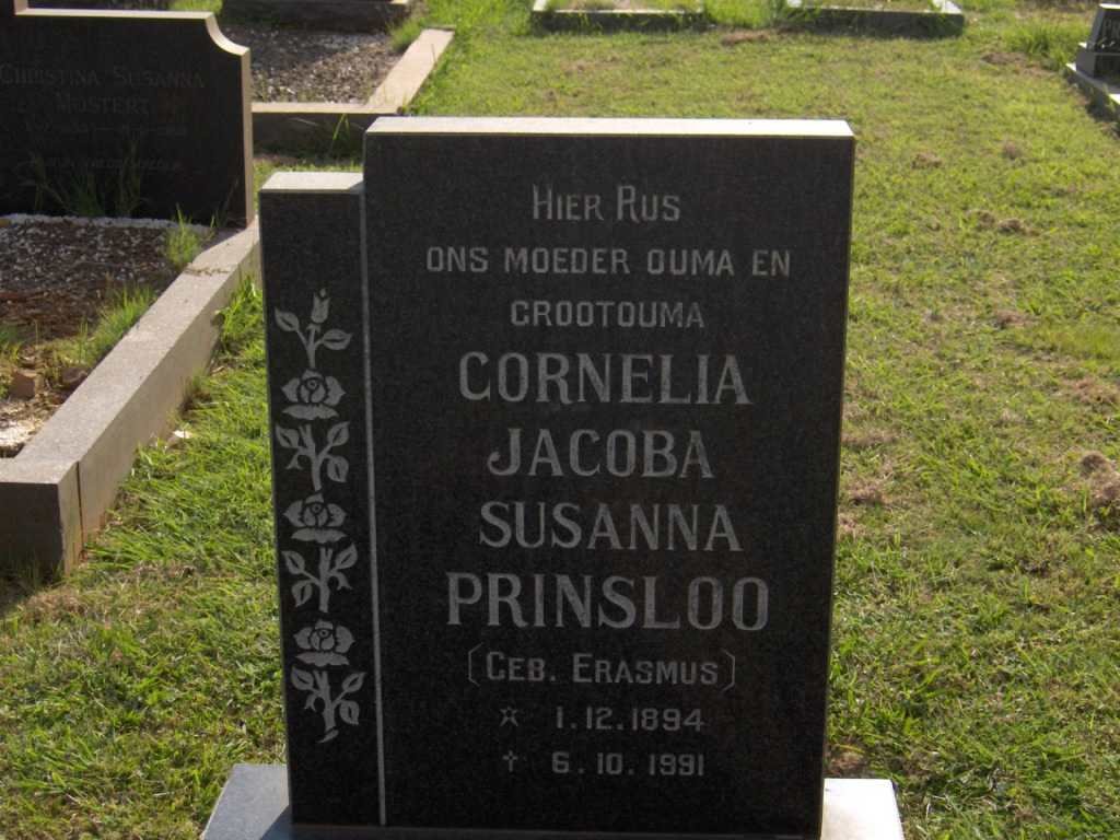 PRINSLOO Cornelia Jacoba Susanna nee ERASMUS 1894-1991