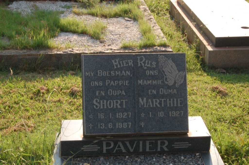 PAVIER Short 1927-1987 &amp; Marthie 1927-