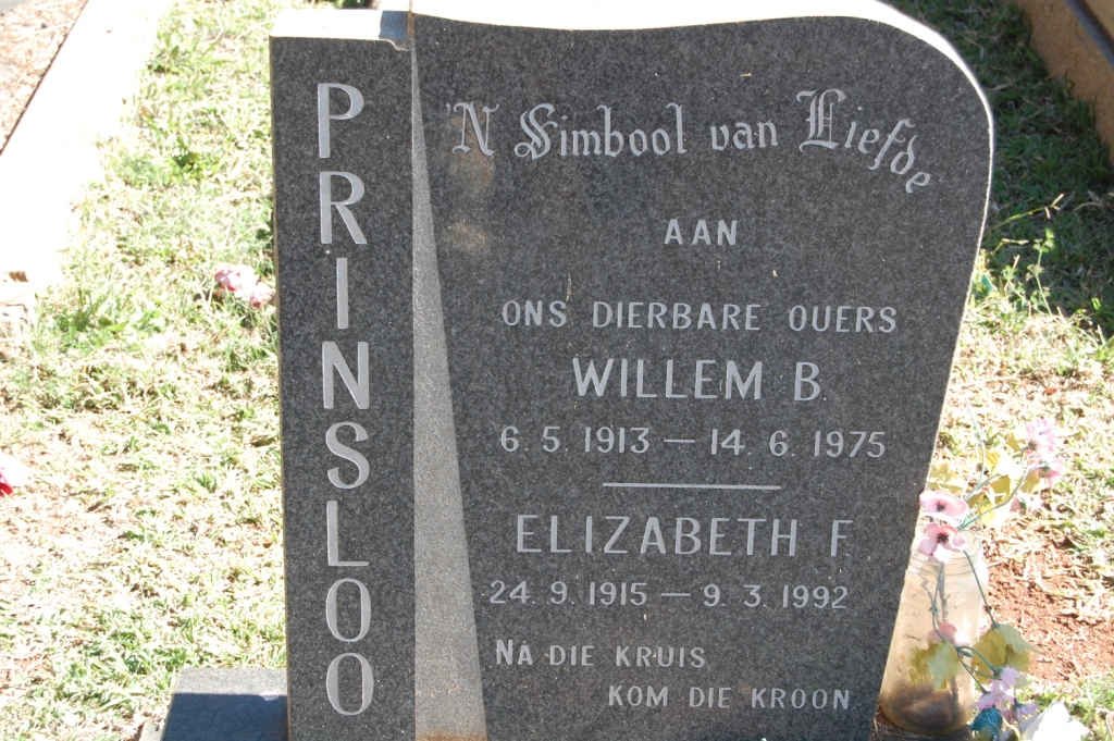 PRINSLOO Willem B. 1913-1975 &amp; Elizabeth F. 1915-1992