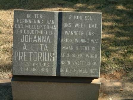 PRETORIUS Johanna Aletta 1906-1988