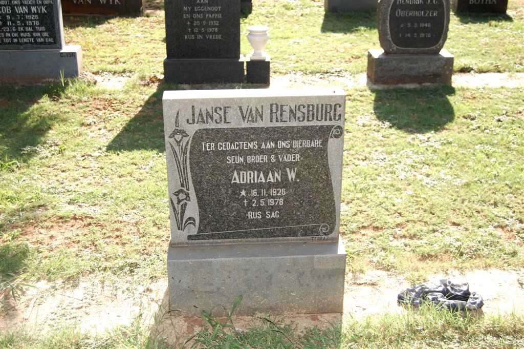 RENSBURG Adriaan W., Janse van 1926-1978