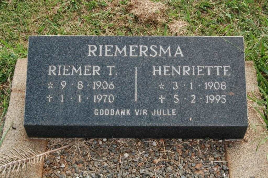 RIEMERSMA Riemer T. 1906-1970 &amp; Henriette 1908-1995