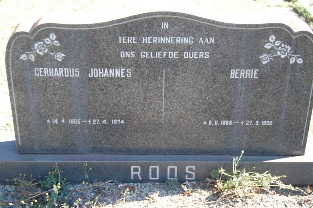 ROOS Gerhardus Johannes 1905-1974 &amp; Berrie 1906-1992