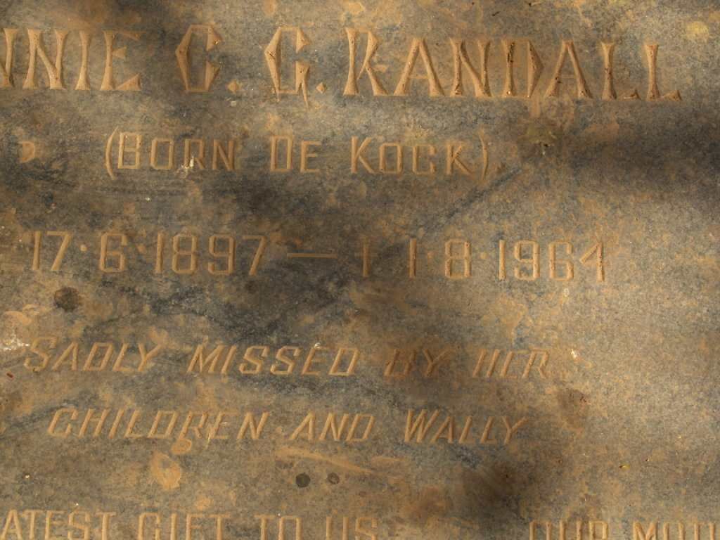 RANDALL Annie C.G. nee DE KOCK 1897-1964
