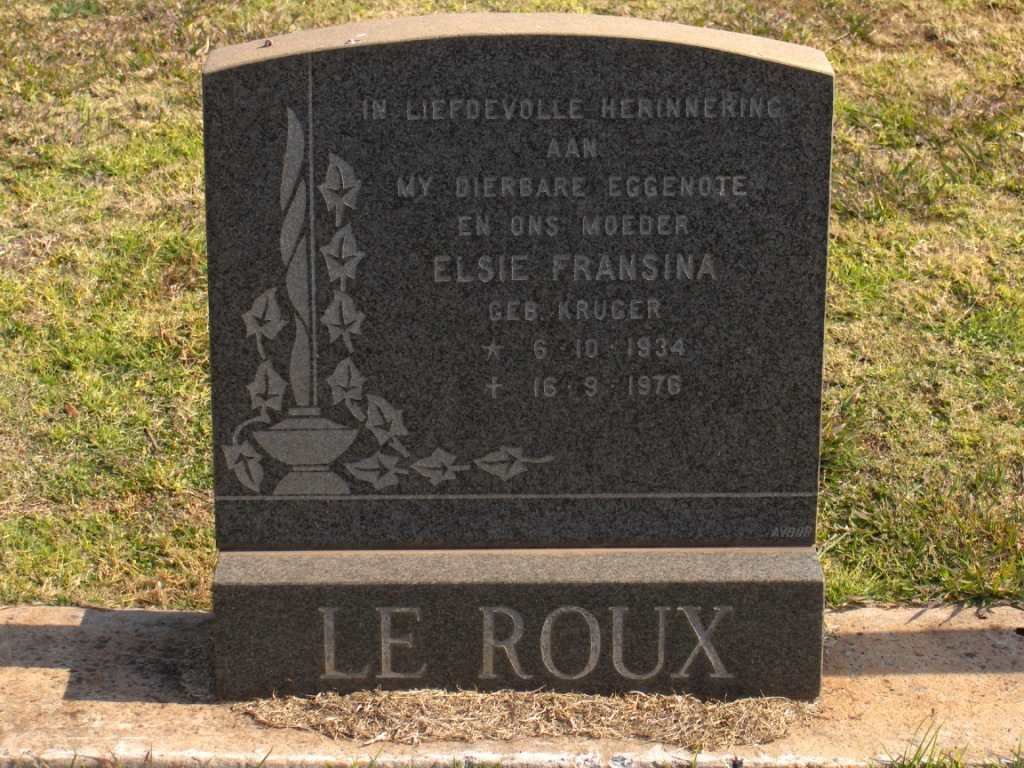 ROUX Elsie Fransina, le nee KRUGER 1934-1976