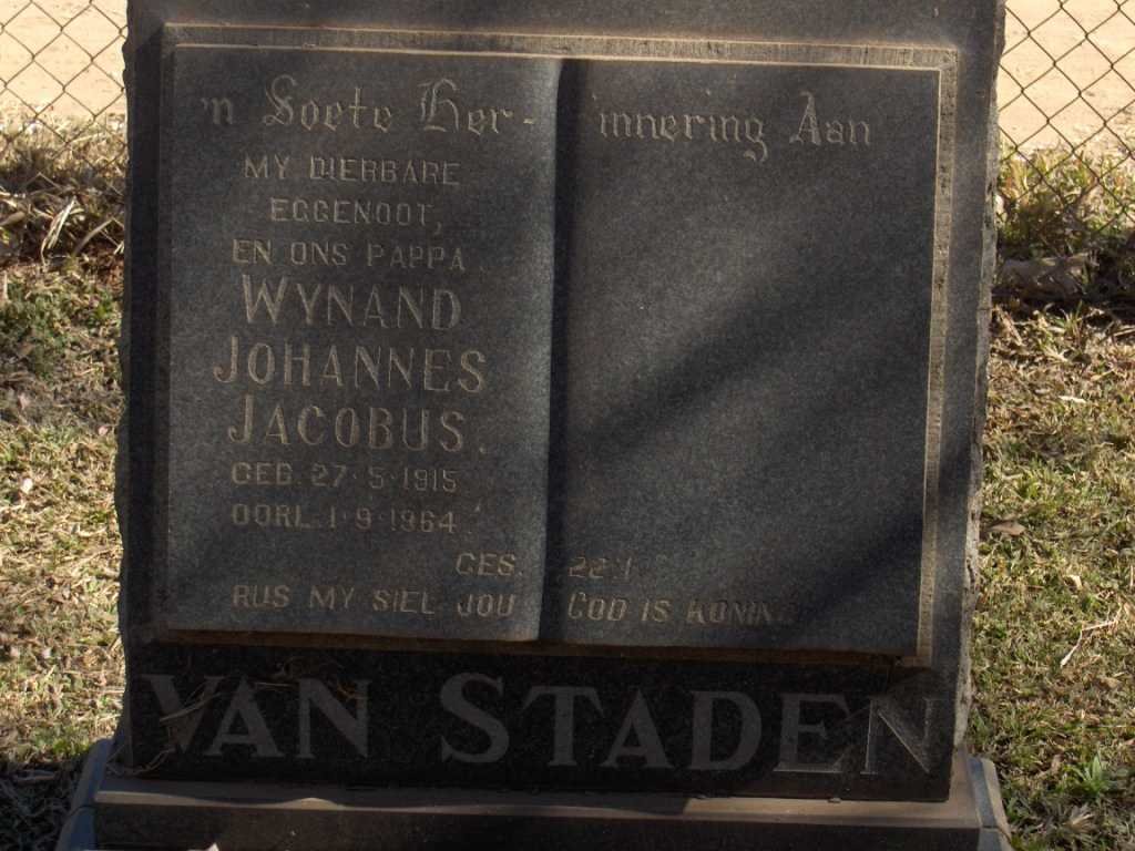 STADEN Wynand Johannes Jacobus, van 1915-1964