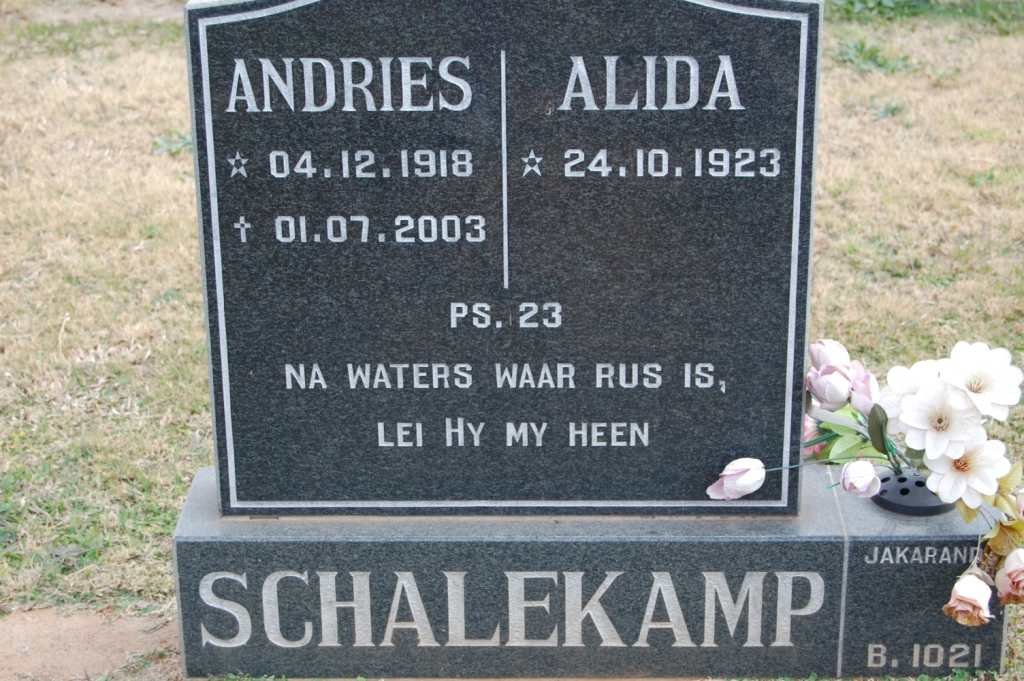SCHALEKAMP Andries 1918-2003 &amp; Alida 1923-
