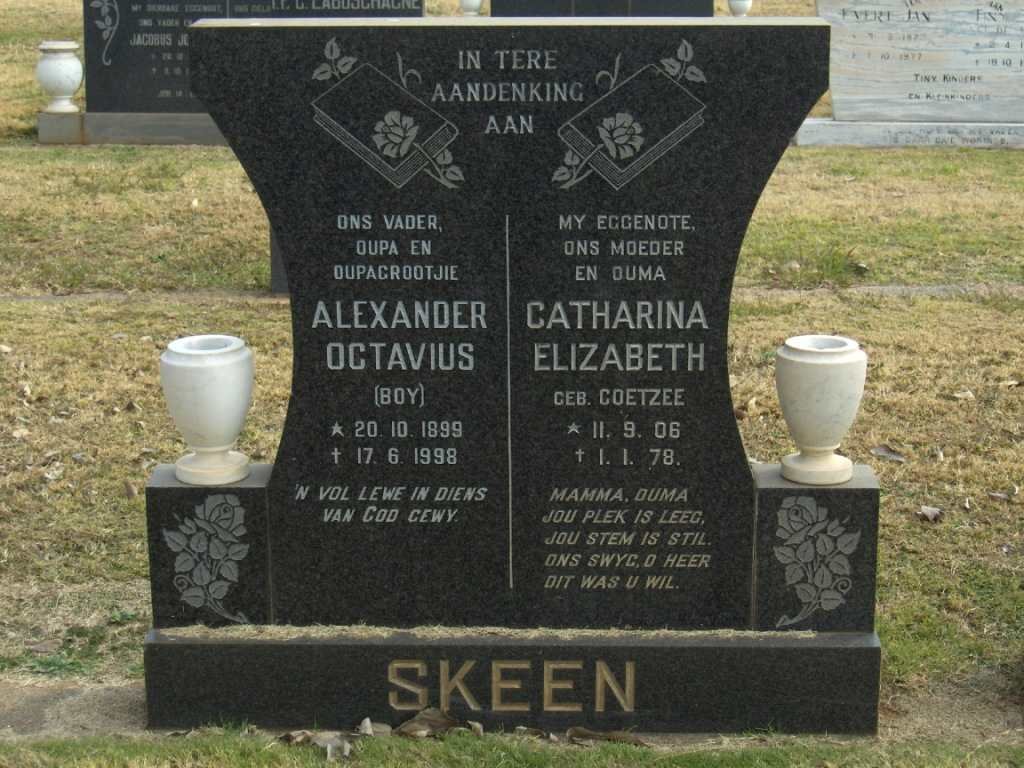 SKEEN Alexander Octavius 1899-1998 &amp; Catharina Elizabeth COETZEE 1906-1976