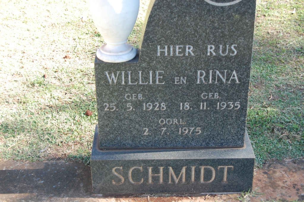 SCHMIDT Willie 1928-1975 &amp; Rina 1935-1975