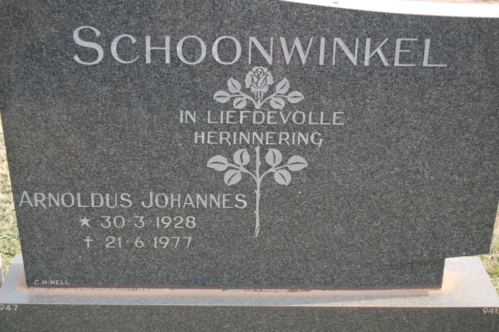 SCHOONWINKEL Arnoldus Johannes 1928-1977